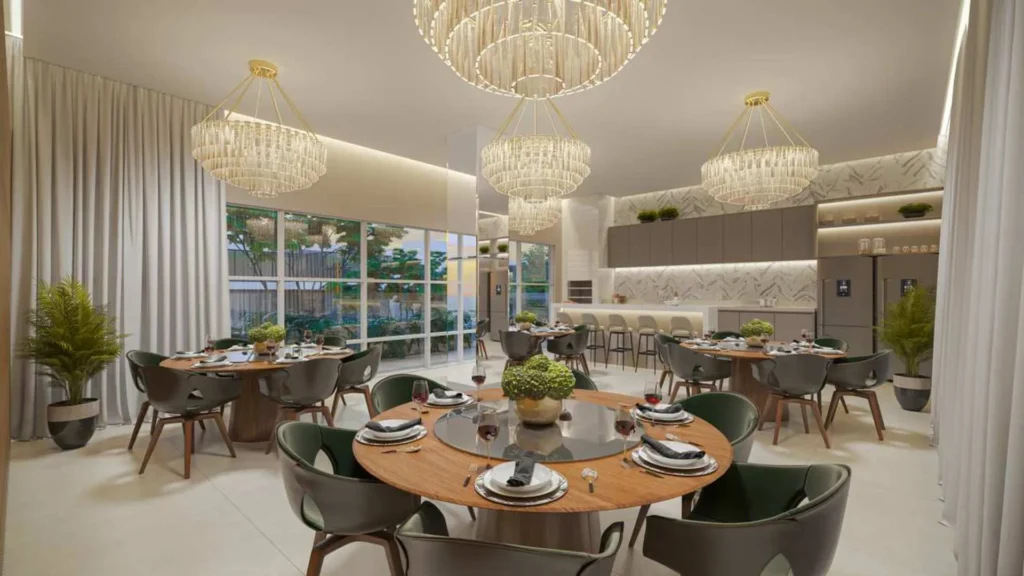 Área gourmet do Infinity Home Club em Umuarama - espaço de convivência em condomínio de alto padrão