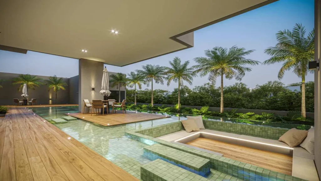 Piscina do Infinity Home Club em Umuarama - condomínio de alto padrão com lazer completo